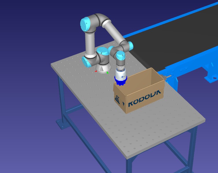 Pose dejando la botella en RoboDK